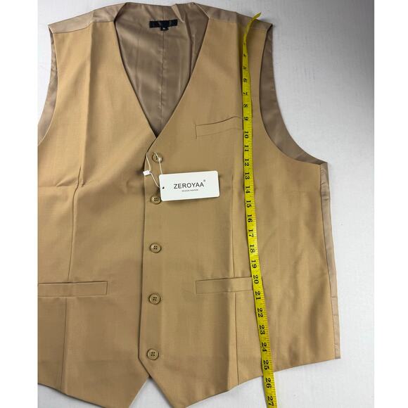 ZEROYAA Men's Beige Dress Vest - XL - New with Tags - Picture 3 of 7